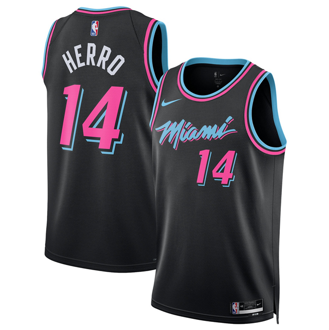 Men's Miami Heat #14 Tyler Herro Black 2025/26 City Edition Stitched Basketball Jersey